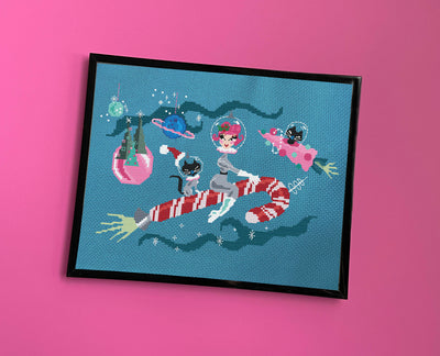 Candy Cane Rocket Girl by Fluff Counted Cross Stitch Kit - Prismatic Fiber Arts