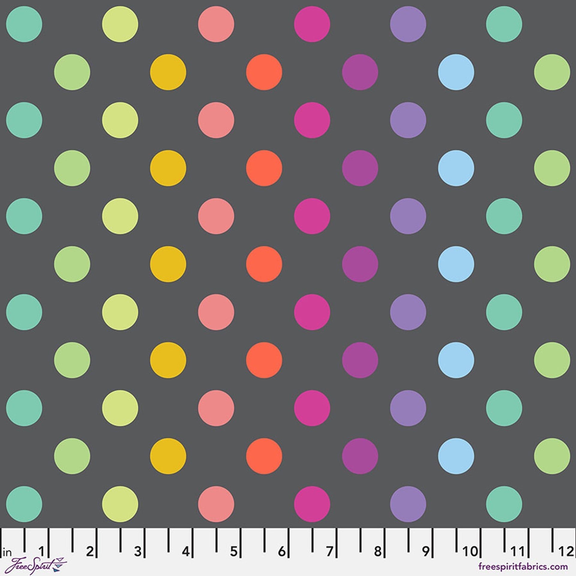 Carbon Disco Poms True Colors 43/44" Cotton Fabric Per Yard - Prismatic Fiber Arts