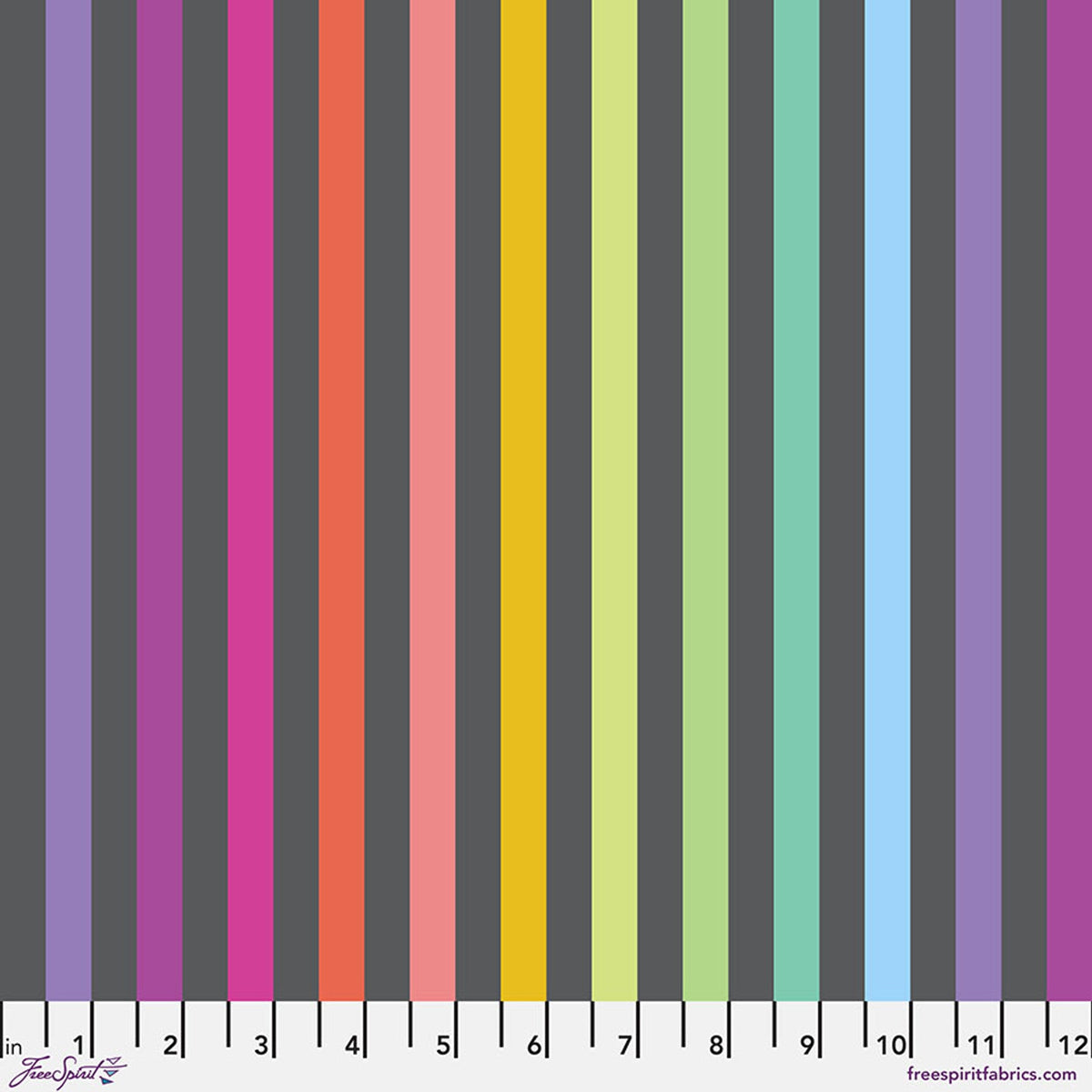 Carbon Disco Stripe True Colors 43/44" Cotton Fabric Per Yard - Prismatic Fiber Arts