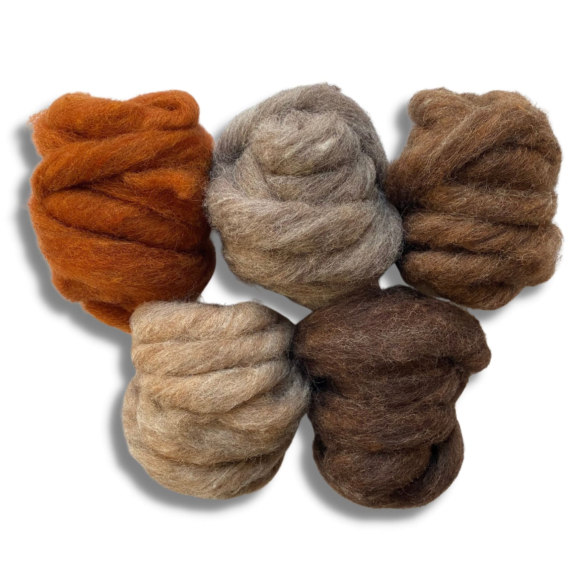 Furry Friends Variety Pack | Carded Corriedale Wool Sliver | 5 Colors - Prismatic Fiber Arts