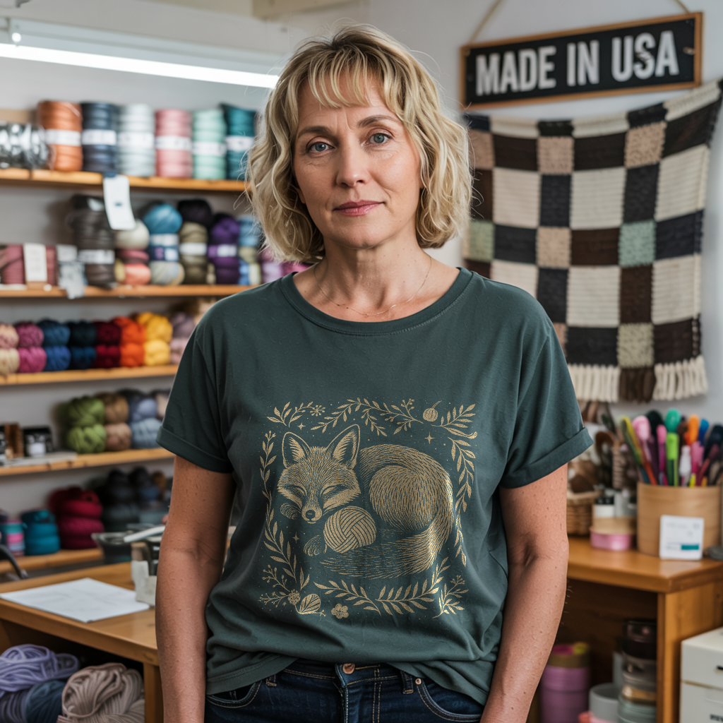 Fox & Yarn T-shirt - Prismatic Fiber Arts