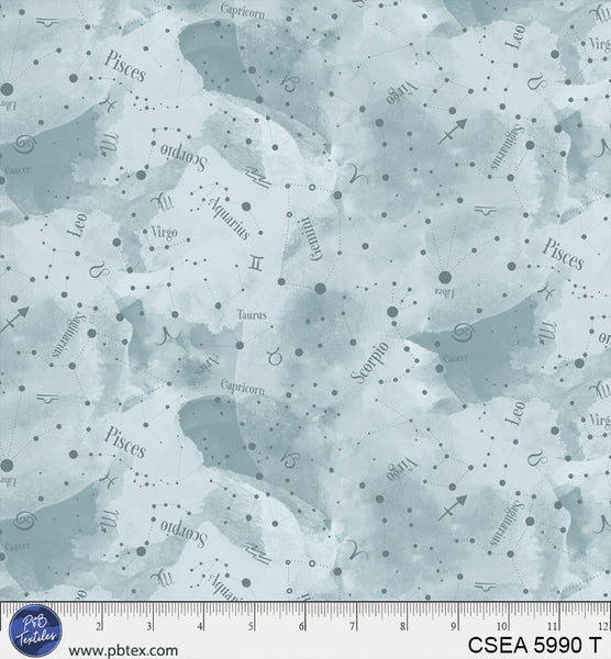 Celestial Seasons Grey Teal 44"/45" Fabric Per Yard - Prismatic Fiber Arts