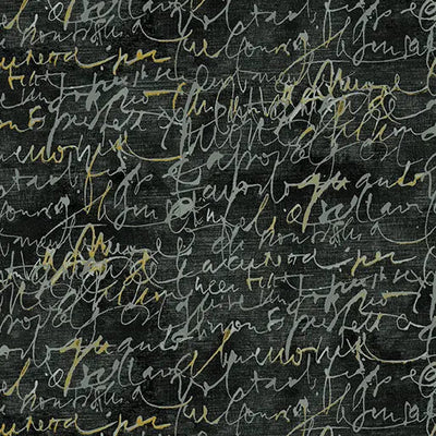 Charcoal Fluidity Script Small Cotton 44”/45" Fabric Per Yard - Prismatic Fiber Arts