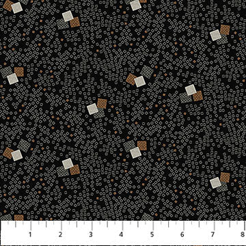 Charcoal Multi Mini Block Toss Haberdashery Flannel Fabric per Yard - Prismatic Fiber Arts