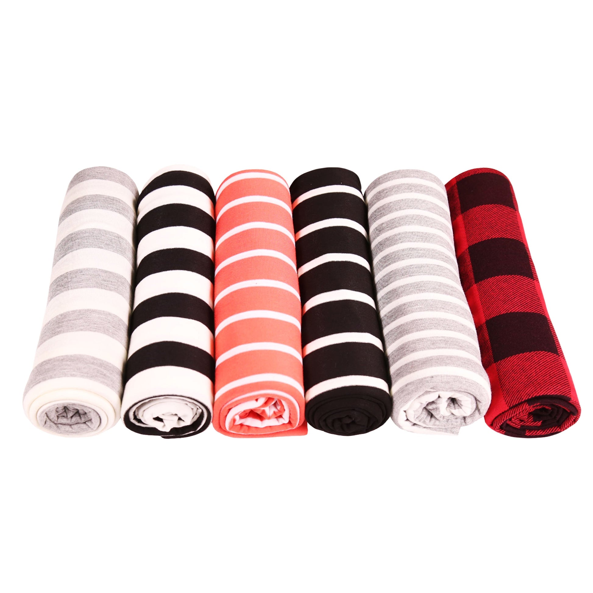 FabricLA Rayon Spandex Jersey Knit Fabric – 58/60" Wide, 1.6mm Thick | 4-Way Stretch Striped Fabric for Apparel & Crafts (Coral & White) - Prismatic Fiber Arts