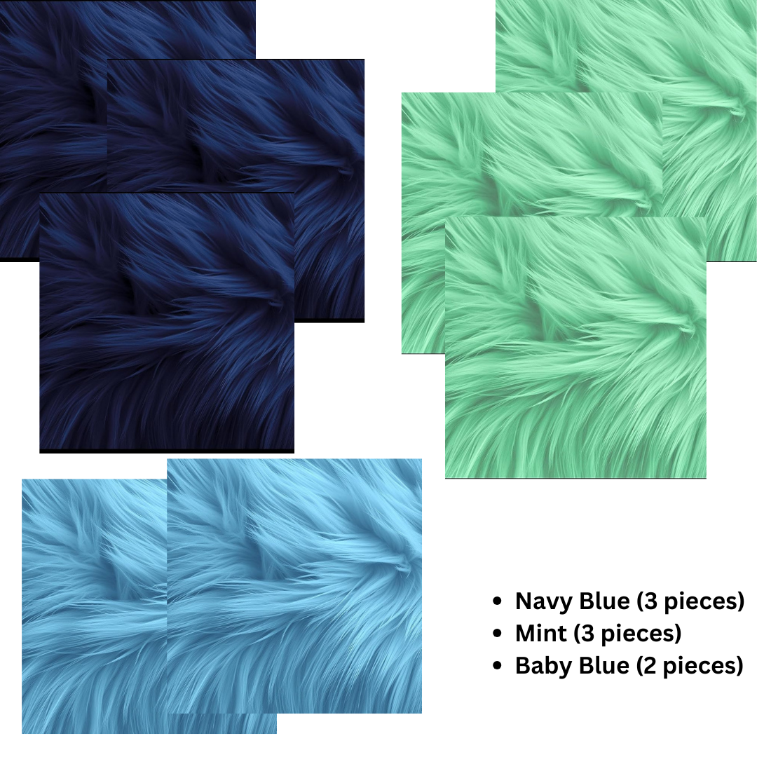 FabricLA 10x10 Faux Fur Squares - 8-Pack DIY Shaggy Patches - Prismatic Fiber Arts
