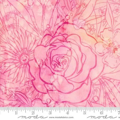 Coming Up Roses Florals Watercolor Pink Peony 44"/45" Fabric Per Yard - Prismatic Fiber Arts