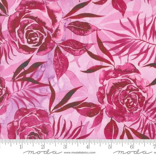 Coming Up Roses Floras Watercolor Magenta 44"/45" Fabric Per Yard - Prismatic Fiber Arts