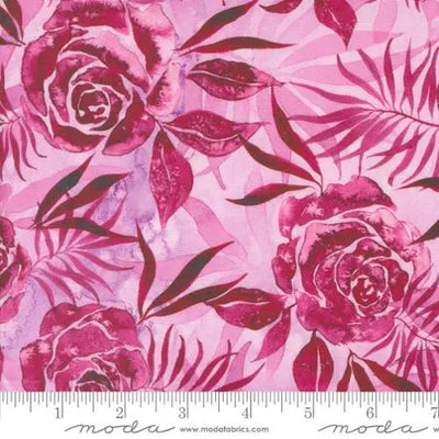 Coming Up Roses Floras Watercolor Magenta 44"/45" Fabric Per Yard - Prismatic Fiber Arts