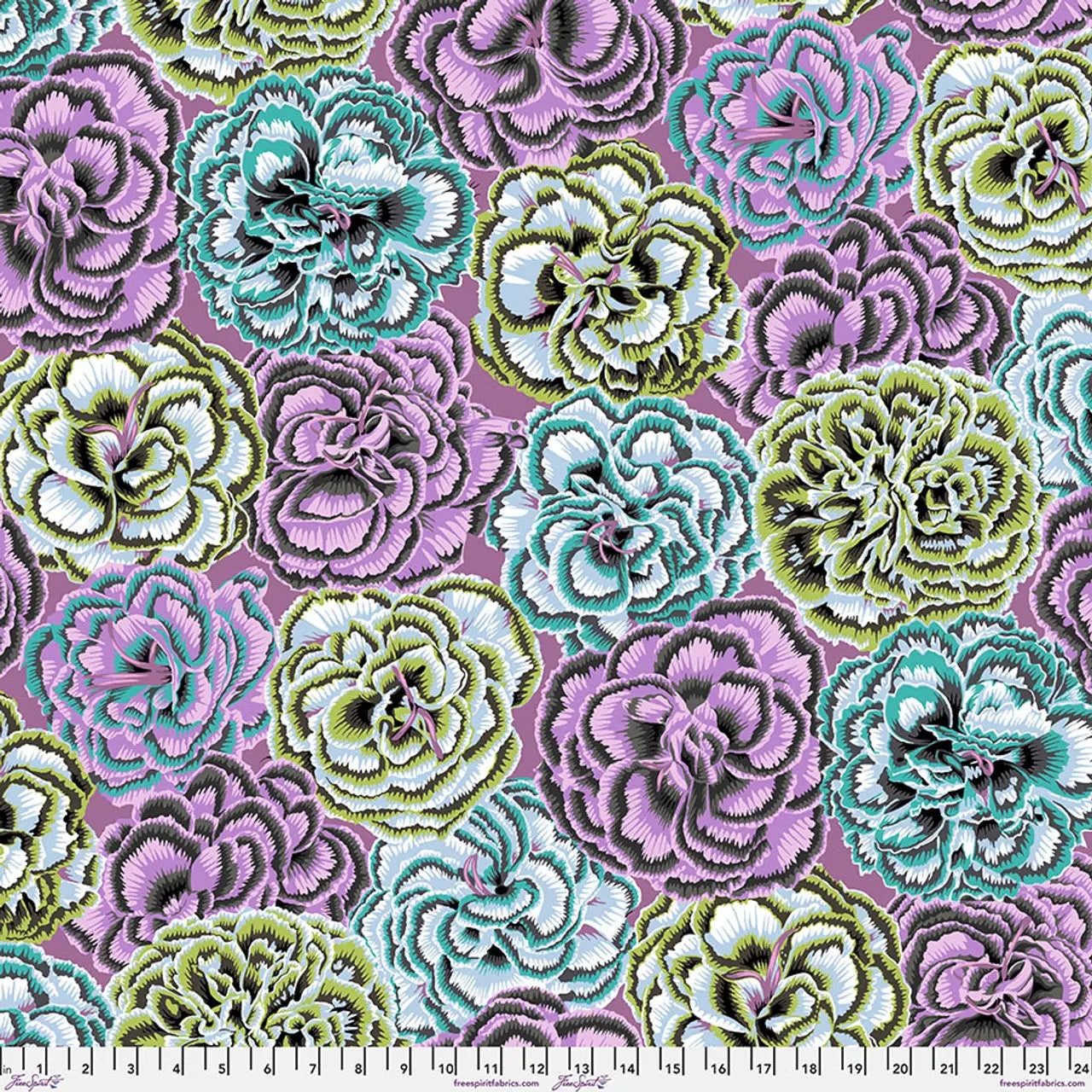 Contrast Picotee Carnations Cotton 44"/46" Fabric Per Yard - Prismatic Fiber Arts