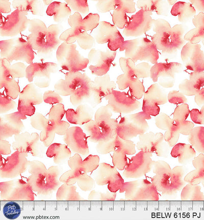 Coral / Peach Floral Butterfly Belle 108" BELW-6156-PJ Cotton Wideback Fabric Per Yard - Prismatic Fiber Arts