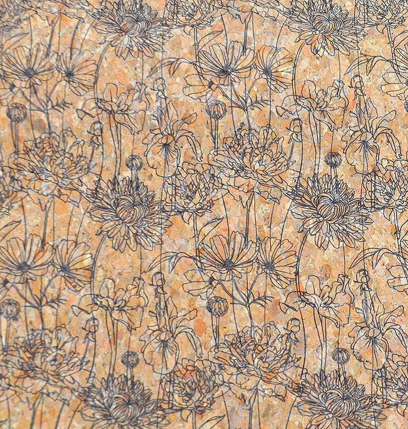 Cork Fabric - Style 1017 Floral Sketch - Prismatic Fiber Arts