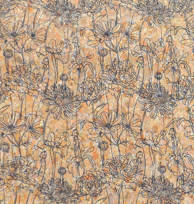 Cork Fabric - Style 1017 Floral Sketch - Prismatic Fiber Arts