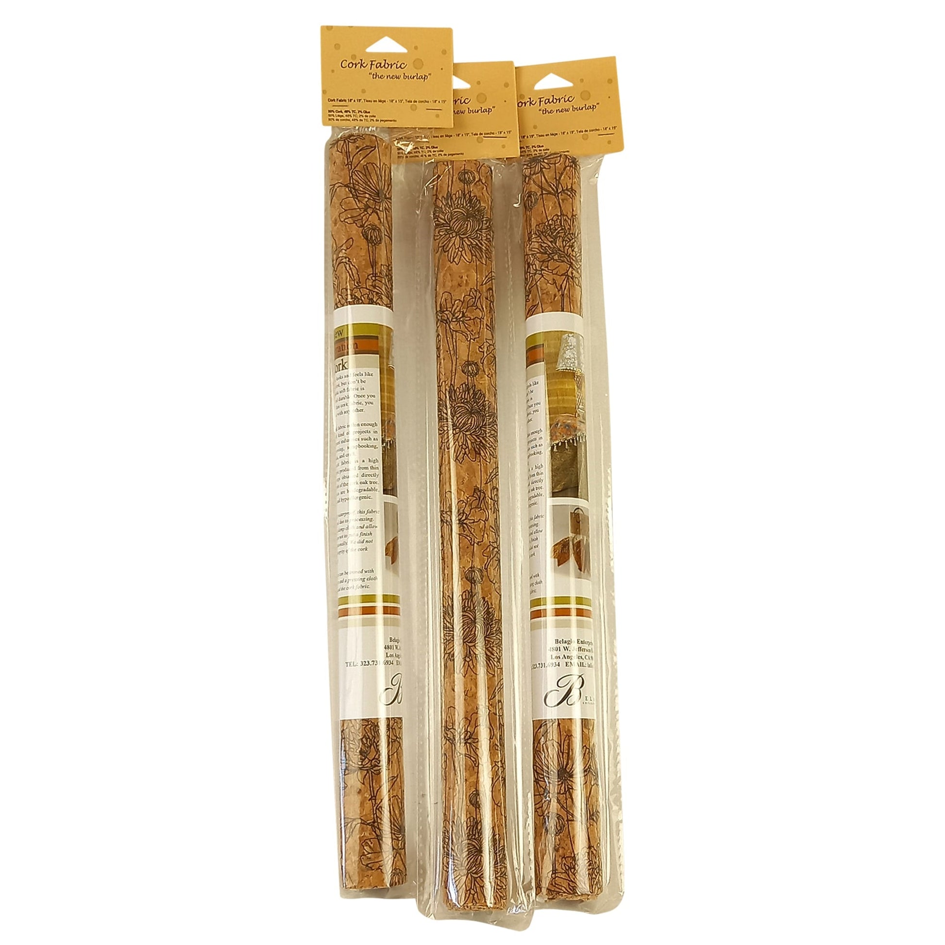 Cork Fabric - Style 1017 Floral Sketch - Prismatic Fiber Arts