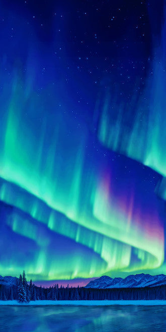 Cosmic Flow Blue/Green Aurora Borealis Cotton Wideback Fabric per yard - Prismatic Fiber Arts