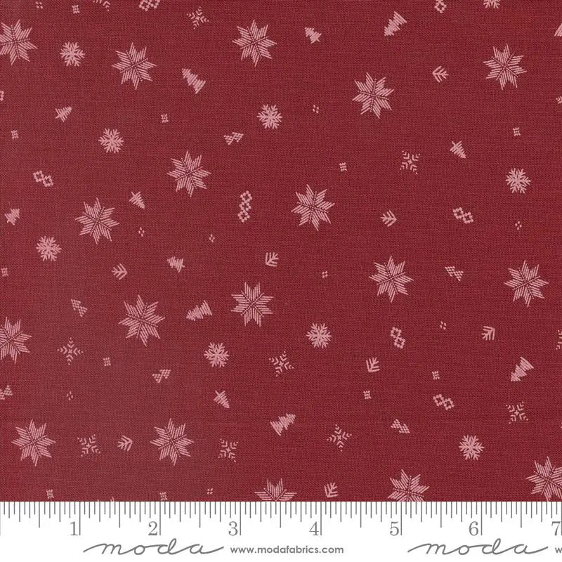 Cozy Wonderland Red Burgundy Snowflakes 44"/45" Fabric Per Yard - Prismatic Fiber Arts