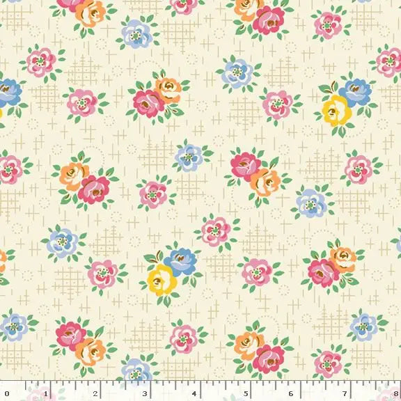 Cream Aunt Grace Calicos Cotton Wideback Fabric Per Yard - Prismatic Fiber Arts