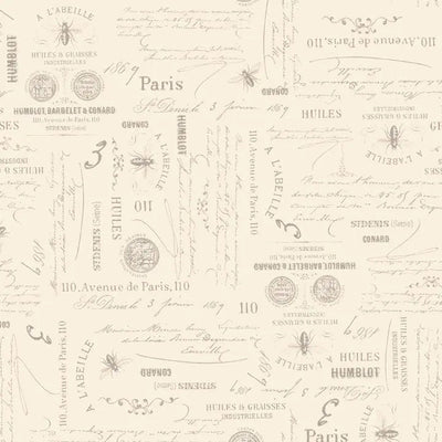 Cream Bee Script Cotton Wideback Fabric per yard - Prismatic Fiber Arts