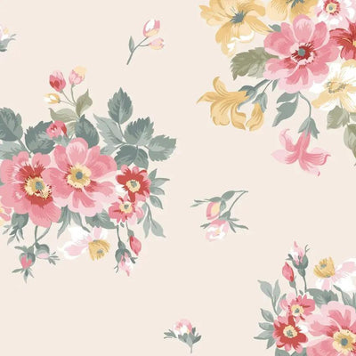 Cream Bouquet La Fleur Flannel Cotton 42"/43" Fabric Per Yard - Prismatic Fiber Arts