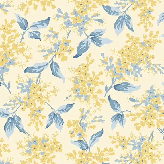 Cream Floral Branches Cotton Wideback Fabric per yard - Prismatic Fiber Arts