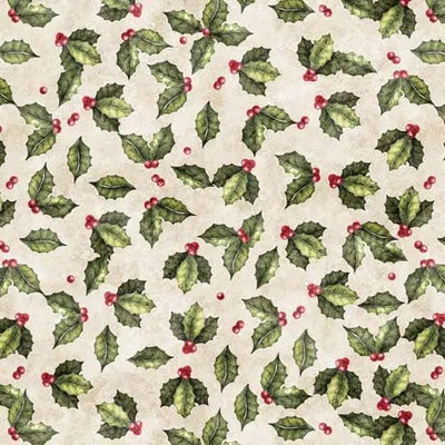 Cream Holly Toss Cotton Wideback Fabric per yard - Prismatic Fiber Arts