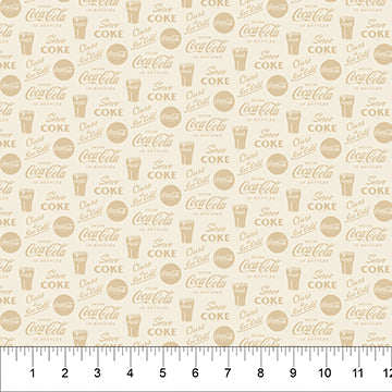 Cream Ice Cold Coca-Cola Cotton 44"/45" Fabric Per Yard - Prismatic Fiber Arts
