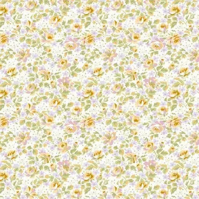 Cream Packed Floral Cotton 43"/44" Fabric Per Yard - Prismatic Fiber Arts