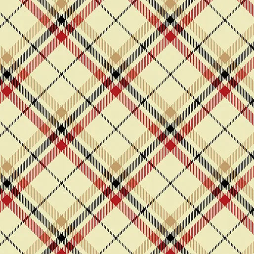 Cream Tartan Plaid Cotton Wideback Fabric per yard - Prismatic Fiber Arts