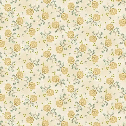 Cream Wheat Delicate Floral Cotton Wideback Fabric per yard - Prismatic Fiber Arts