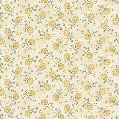 Cream Wheat Delicate Floral Cotton Wideback Fabric per yard - Prismatic Fiber Arts
