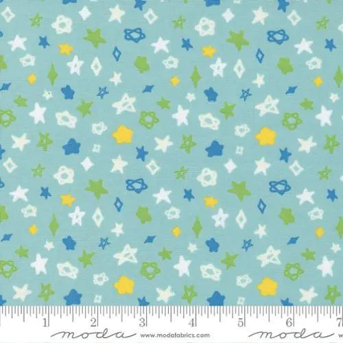 Creativity Glows Aqua Sky Ditsy Stars 44"/45" Fabric Per Yard - Prismatic Fiber Arts