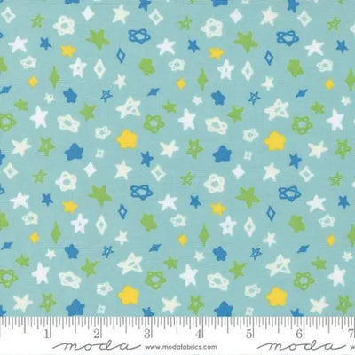 Creativity Glows Aqua Sky Ditsy Stars 44"/45" Fabric Per Yard - Prismatic Fiber Arts
