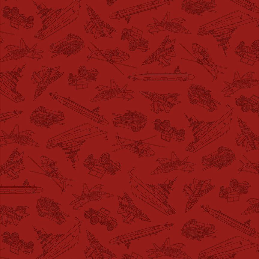 Crimson Military Convoy Path to Freedom Cotton 44"/45" Fabric Per Yard - Prismatic Fiber Arts