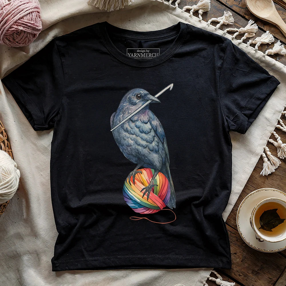 Crochet Crow T-shirt - Prismatic Fiber Arts