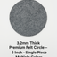 3.2mm Thick Premium Felt Circle – 5 Inch – (Pack of 5) – Multiple Colors - Prismatic Fiber Arts