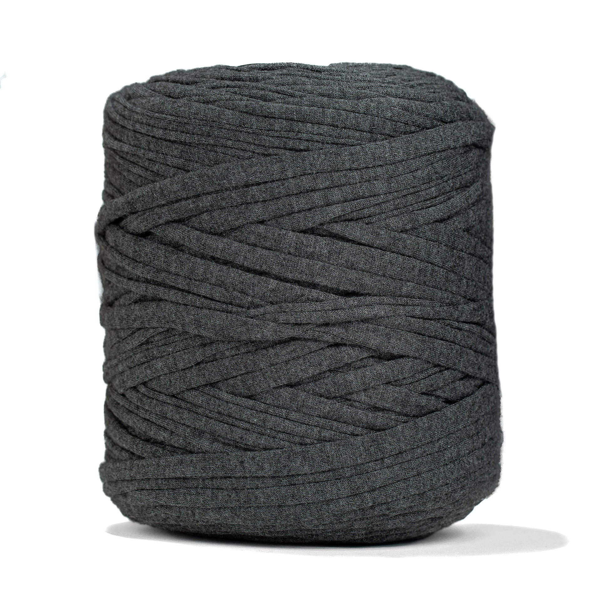 Recycled T-Shirt Fabric Yarn - Dark Heather Gray Color - Prismatic Fiber Arts