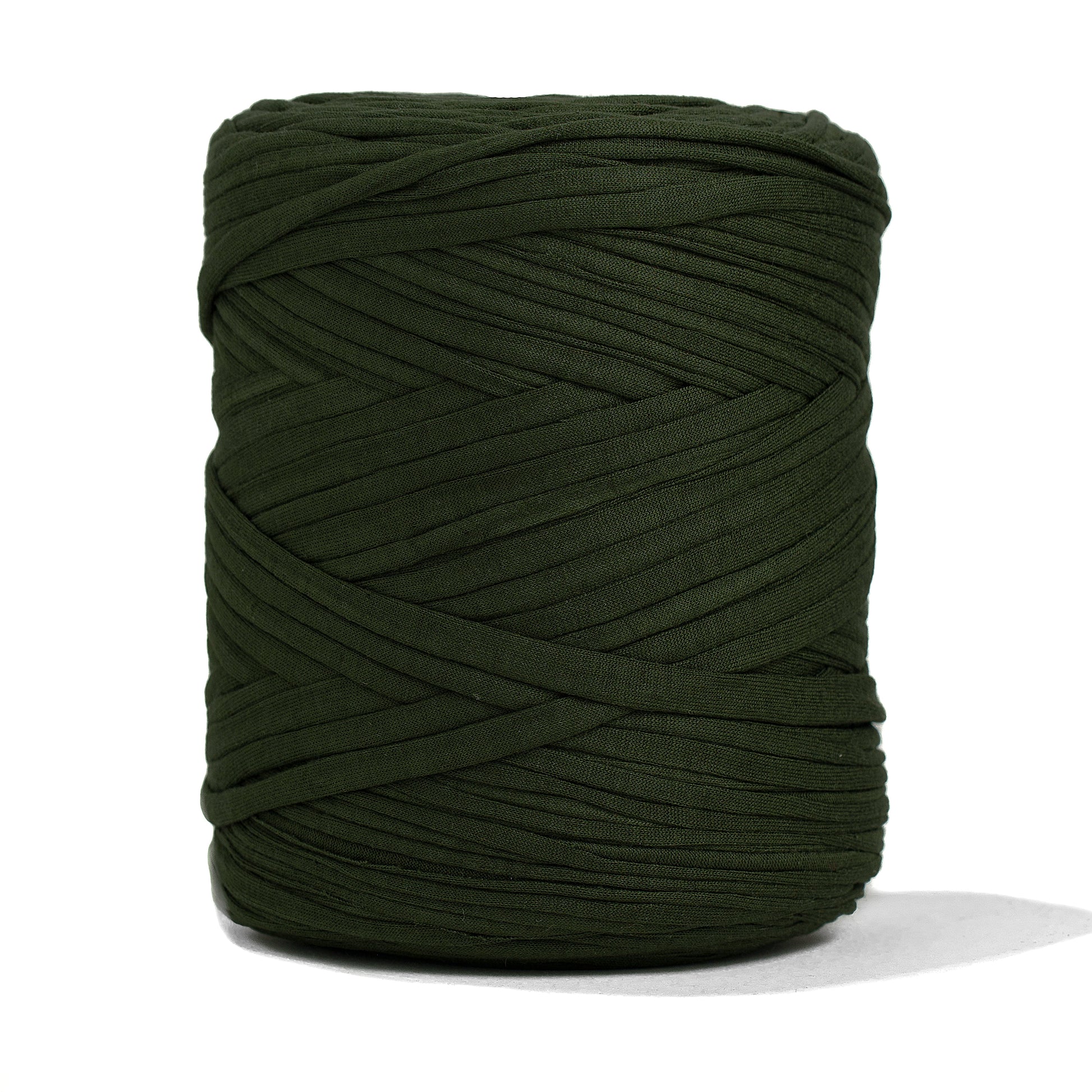 Recycled T-Shirt Fabric Yarn - Deep Green Color - Prismatic Fiber Arts