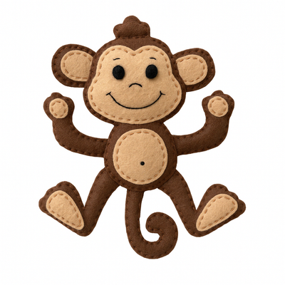 DIY Felt Monkey Craft Kit – Beginner Sewing Project for Kids | FabricLA - Prismatic Fiber Arts