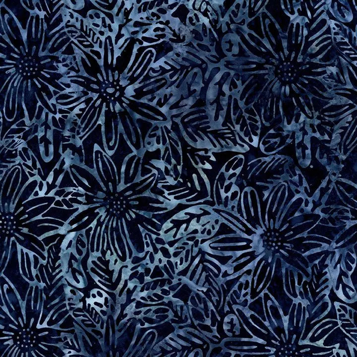Dark Blue Large Floral Luna Cotton Wideback Fabric per yard - Prismatic Fiber Arts