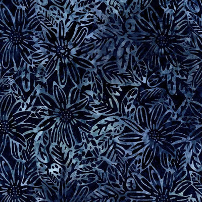 Dark Blue Large Floral Luna Cotton Wideback Fabric per yard - Prismatic Fiber Arts