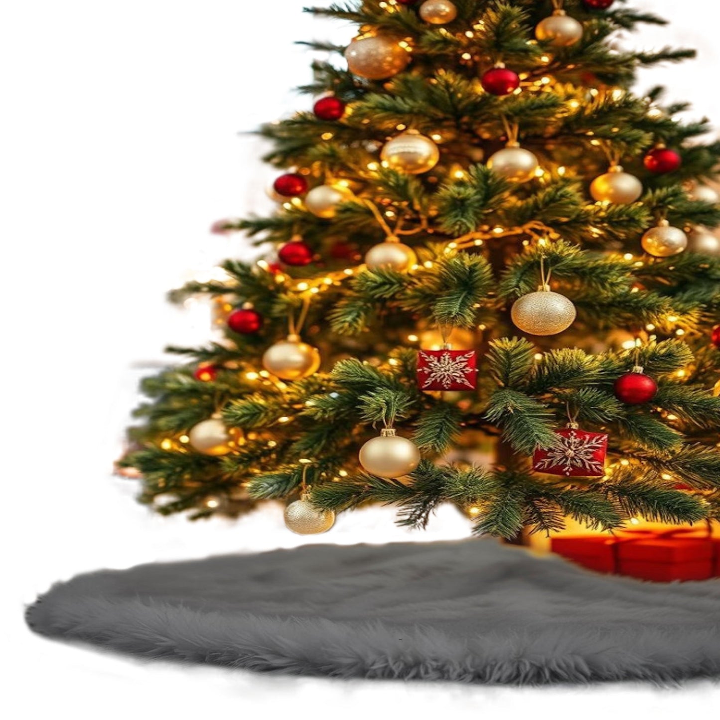 Premium Faux Fur Christmas Tree Skirt - 36 Inch | Luxurious Holiday Decorations - Prismatic Fiber Arts