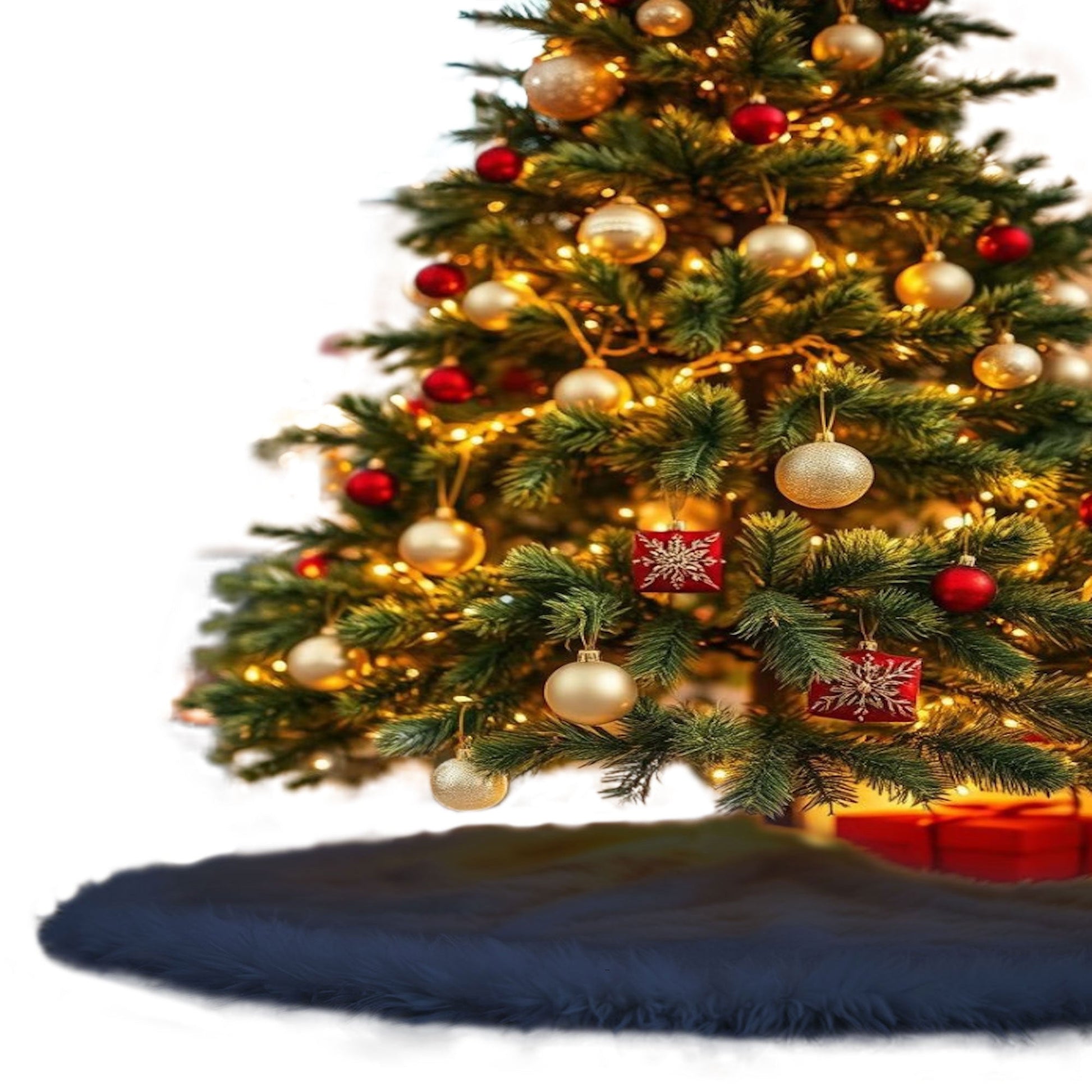 Premium Faux Fur Christmas Tree Skirt - 36 Inch | Luxurious Holiday Decorations - Prismatic Fiber Arts