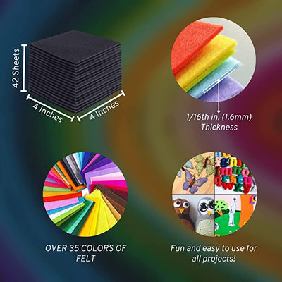 FabricLA Acrylic Felt Craft Sheet Packs – Dark Gray | Soft 100% Acrylic Felt Sheets for DIY & Crafts - Prismatic Fiber Arts