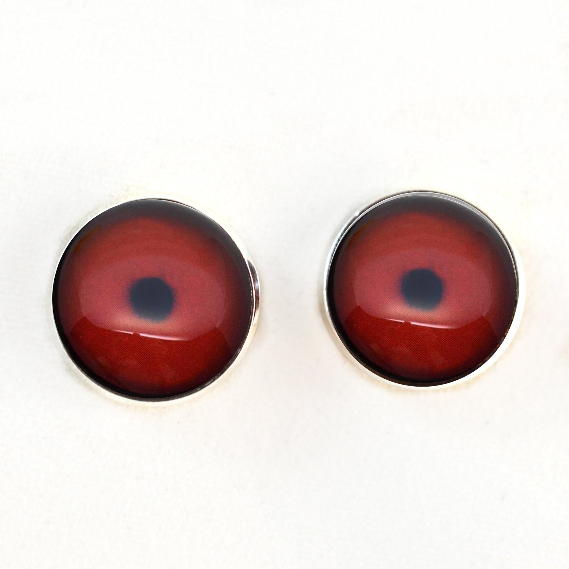 Dark Red Loon Bird Sew-On Button Glass Eyes - Prismatic Fiber Arts