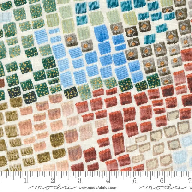 Desert Oasis Earth White Geometric Blenders 44"/45" Fabric Per Yard