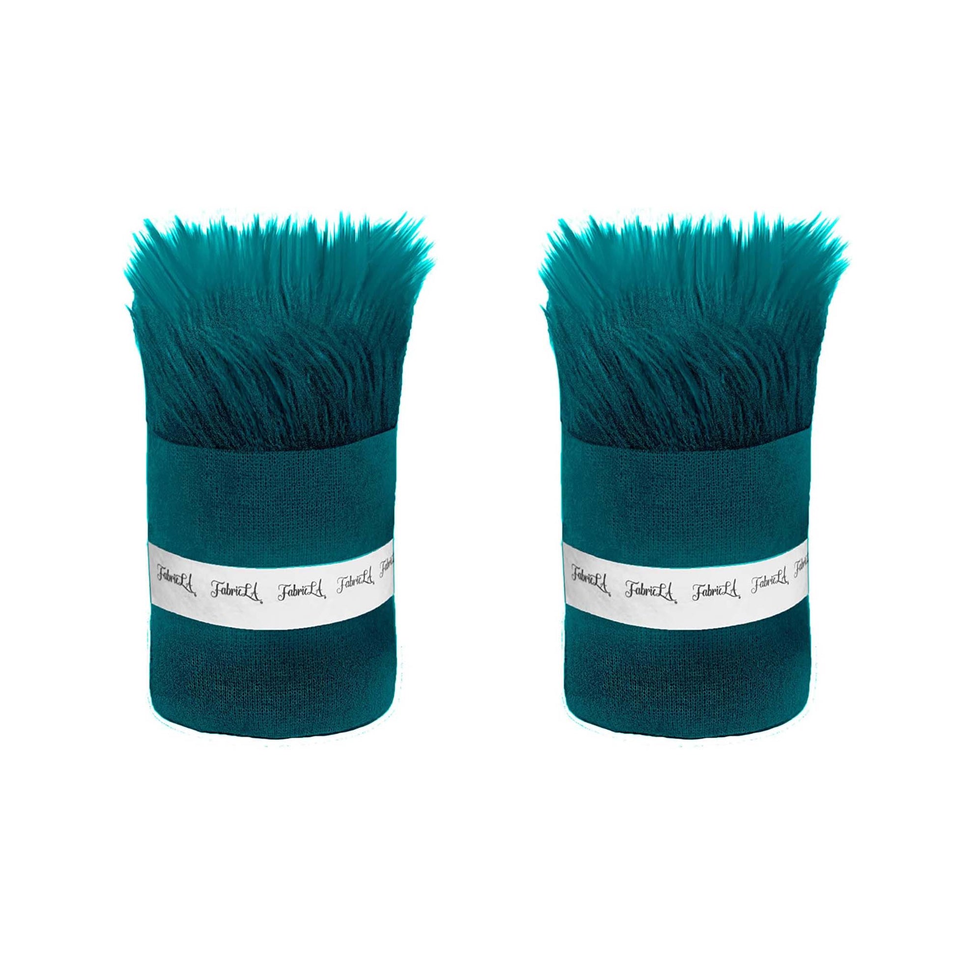 FabricLA Mohair Shaggy Faux Fur Fabric - Pre Cut Strips | Trim Ribbon | DIY Craft, Hobby, Costume, Decoration - Pack of 2 - Prismatic Fiber Arts