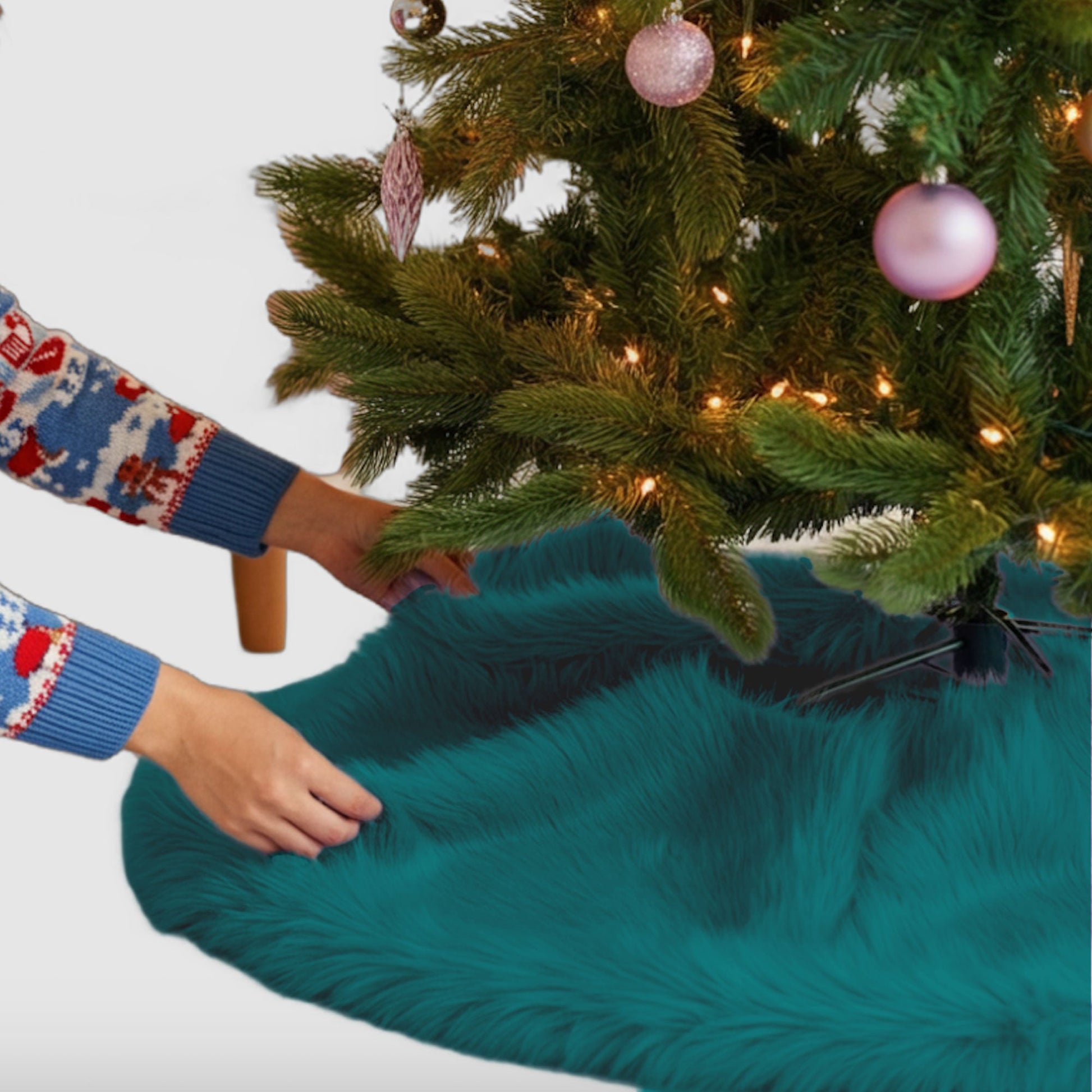 Premium Faux Fur Christmas Tree Skirt - 36 Inch | Luxurious Holiday Decorations - Prismatic Fiber Arts