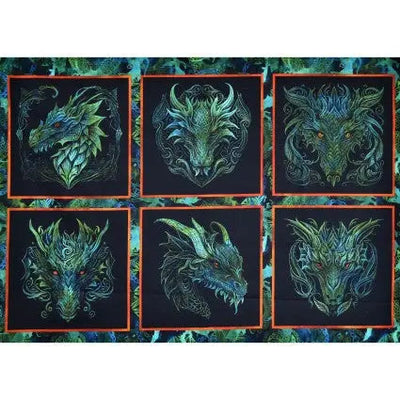 Dragons Emerald Reign - Panel - Prismatic Fiber Arts