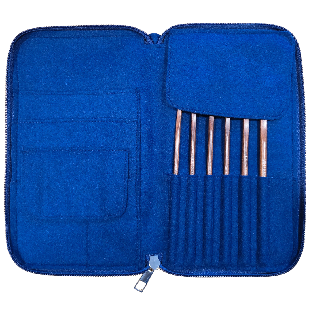 Crochet Hook Set | Rosewood | Sizes E, F, G, 7, H, I | w/custom case - Prismatic Fiber Arts