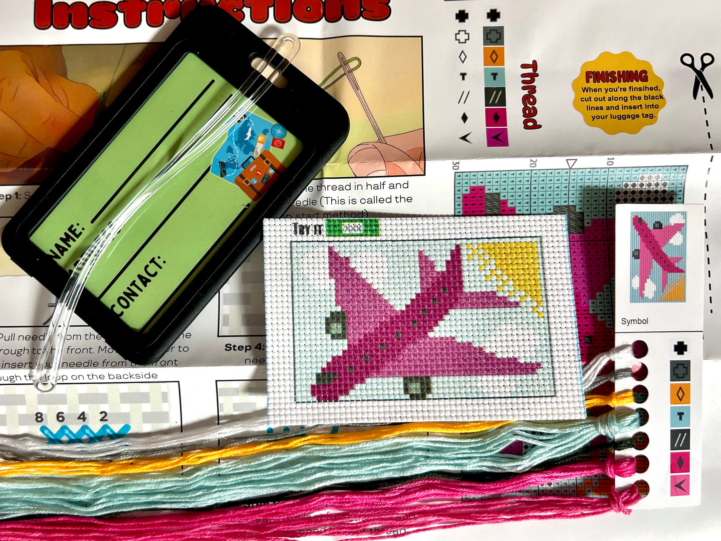 Pink Airplane Cross Stitch Kit - Prismatic Fiber Arts